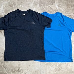 The North Face Men's Charcoal and Bright Blue Tees